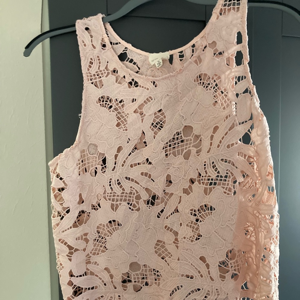 Caution to the Wind: Blush nude pink lace tank top ( S)